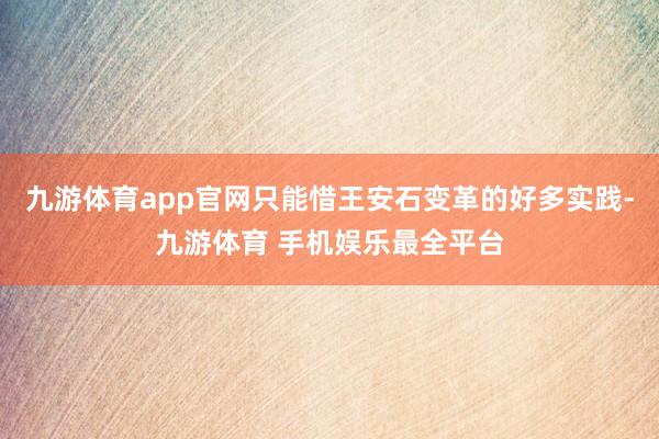 九游体育app官网只能惜王安石变革的好多实践-九游体育 手机娱乐最全平台